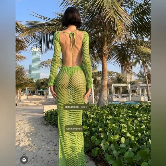 Ibiza Dress (cover up) by Shondel in Lime, size medium (as seen on celebrities) - Picture 3 of 13